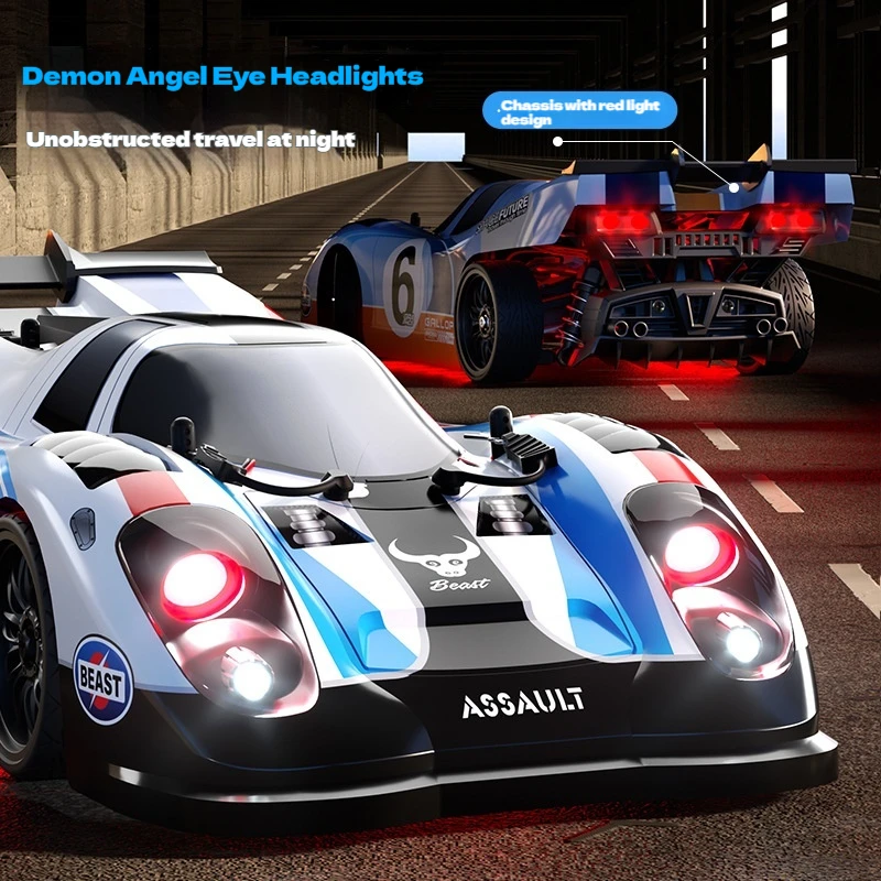 SG918 Coche de derrape RC de alta velocidad, escala 1:16, modelo de coche con Control remoto con luces, regalo de Navidad Ideal para niños, carrera plana