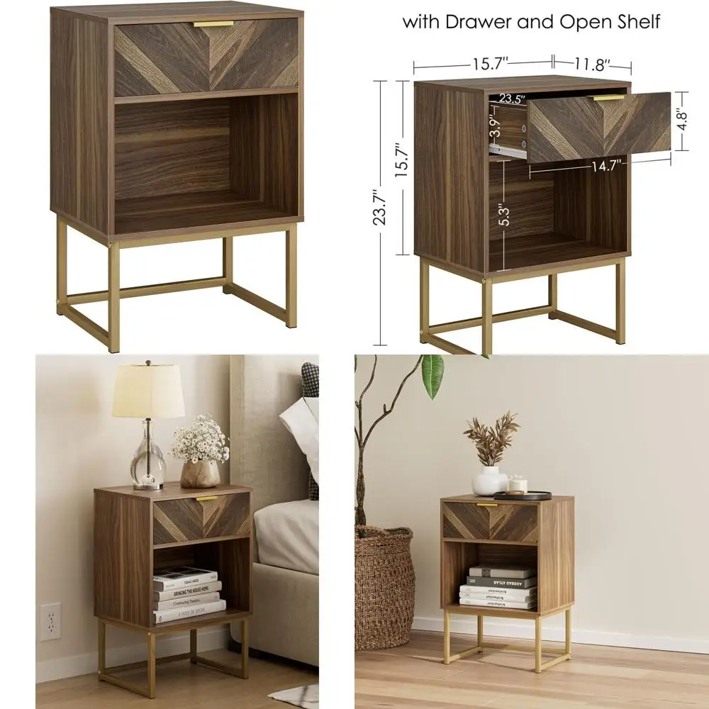 

Современная тумбочка в фермерском стиле с ящиком для хранения вещей для спальни, гостиной или офиса орехово-коричневого цвета