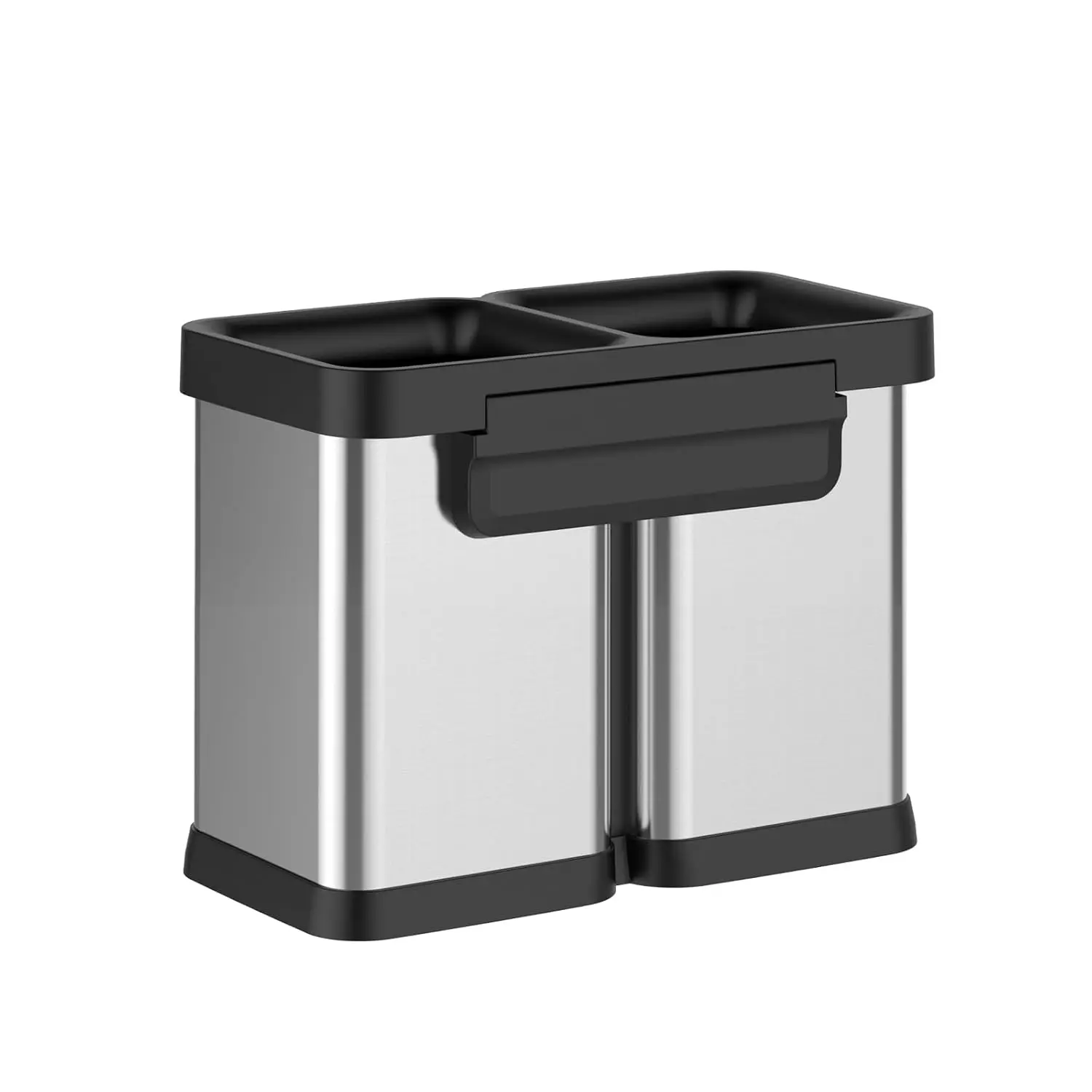 20L Kitchen Trash Can, Dual Compartment Waste Bins, Open Top, No Lid Stainless Steel Trash Bin for Kitchen, Office, Restaurant