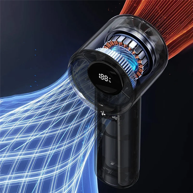 THIVN-Portable Handheld Fan Digital Display Fan For Travel,Rechargeable Fan High Speed Fan