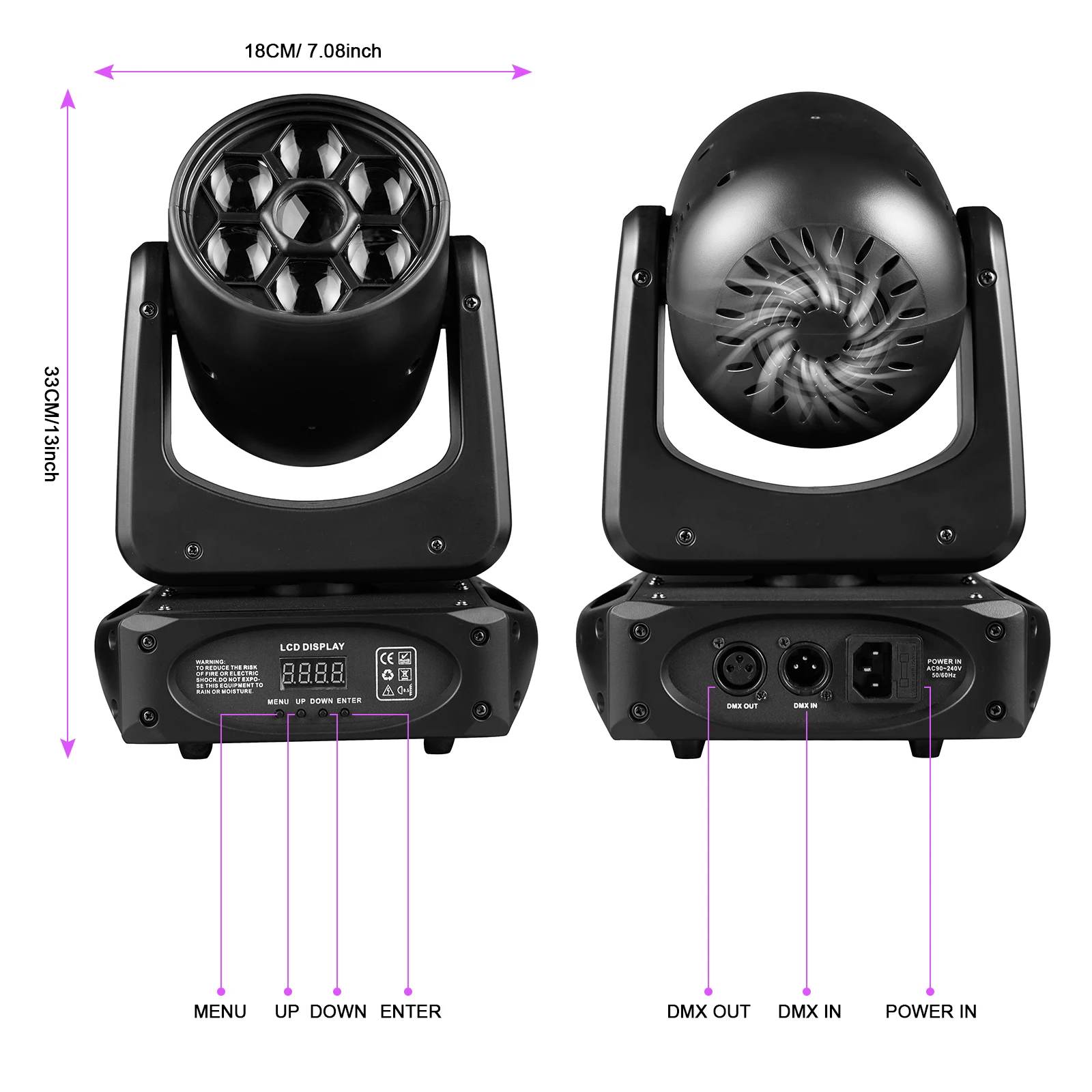 Imagem -06 - Bee Eye Beam Spot Pattern Gobo Led Rgbw Prisma Strobe Moving Head Iluminação de Palco Fieryzeal Party Casamento Novo 150w