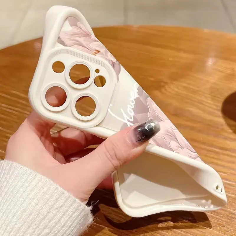 زهرة سيليكون ماتي جراب هاتف آيفون 16 16E 15 14 13 12 11 برو ماكس X XS X S ماكس XR SE 2020 SE4 7 8 غطاء ناعم مقاوم للصدمات