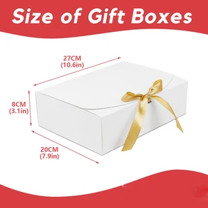 Hộp bìa cứng màu trắng lớn với băng, tất cả trong một, hoàn hảo cho bữa tiệc, đám cưới, sinh nhật, ngày lễ, kẹo, lưu trữ bánh quy, 3 cái 8 Hộp các tông bán hàng chính cho bánh - №1