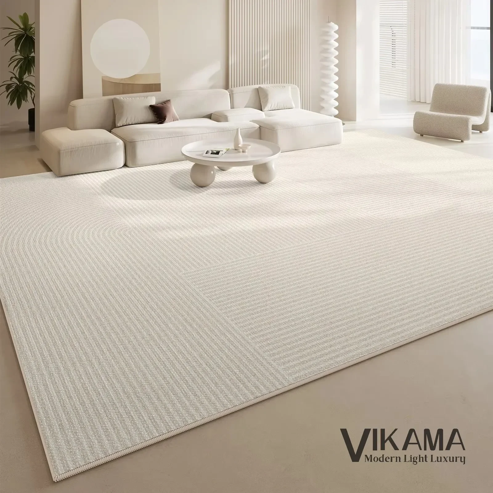 VIKAMA Tapijt Woonkamer Licht Luxe Deluxe Crème Wabi-Sabi Thuis Slaapkamer Bed Absorberende Vuilafstotende Mat Woondecoratie