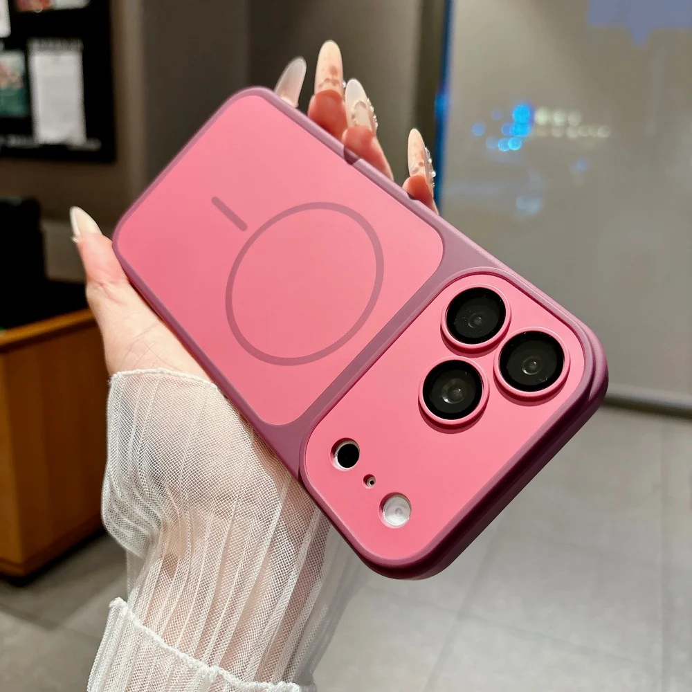 Coque en silicone de couleur contrastée pour Magsafe, étui magnétique antichoc pour iPhone 18 17 Air 16 15 14 13 12 11 18 Pro Max