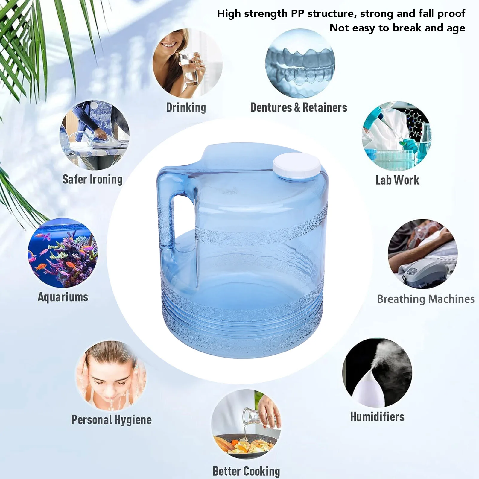 Distiller Water Container Portable 4L Easy To Pour Distilled Water Bottle Jug Anti Crack Shockproof for Home Beauty Countertop image 2