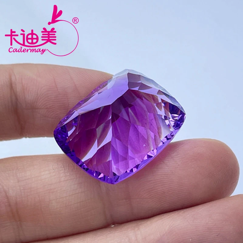 CADERMAY Long Cushion Shape Natural Amethyst Loose Stone With GRC Certificate  Beads For Jewelry Making