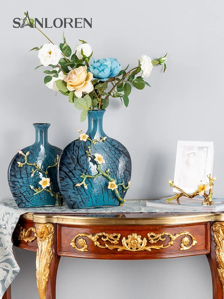 Chinese Vase Enamel Living Room Home Dining Table Decorations Hallway TV Cabinet Ornaments