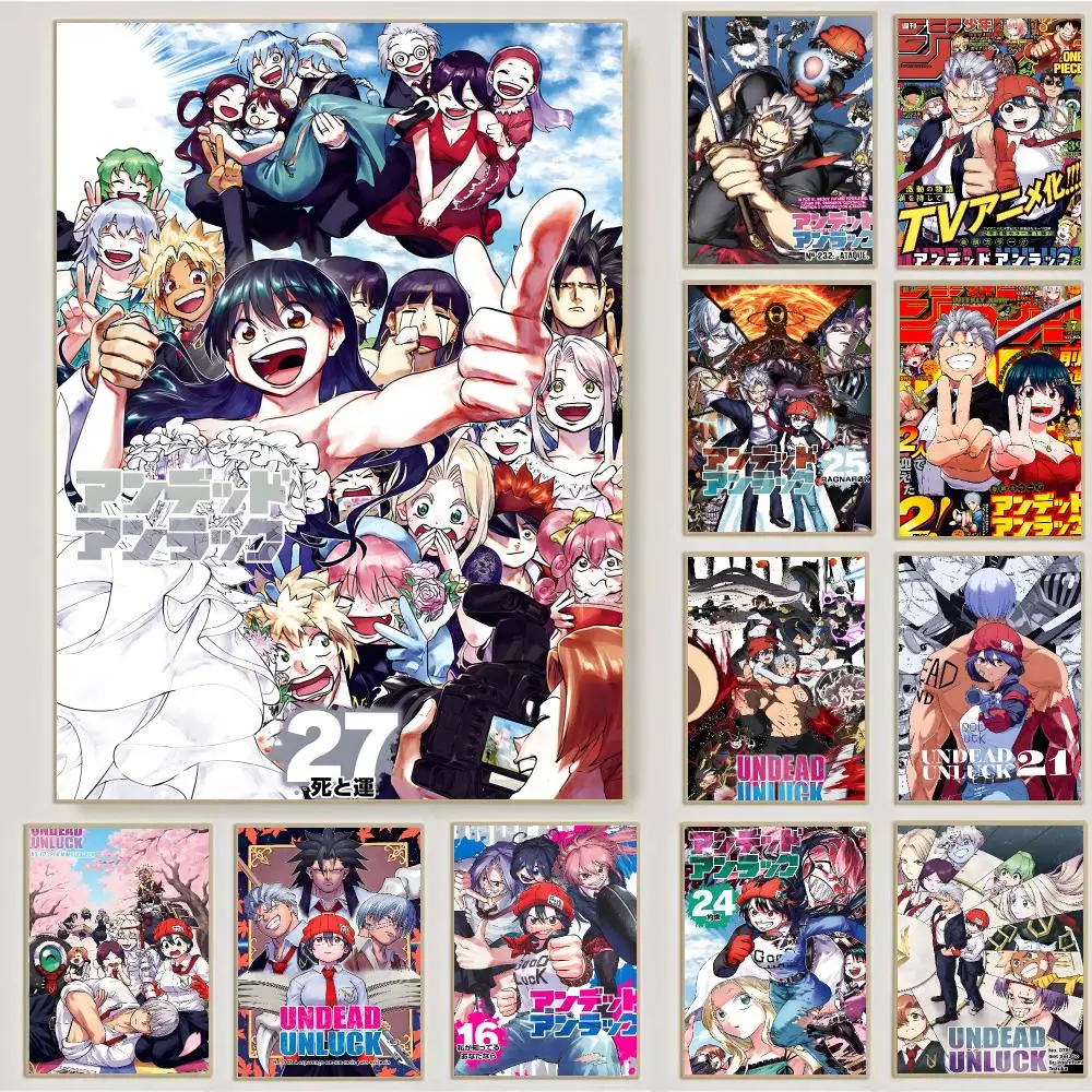 Undead Unluck Anime Supernatural Action Poster Waterproof Sticky Wall Art Print For Bedroom Living Room Hallway Bar Home Decor