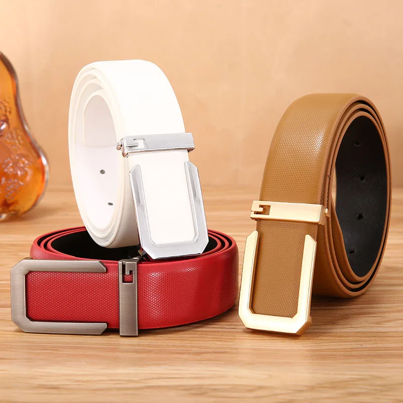 Men's Belt Slide Buckle Belt for Men Luxury Brand Waistband Design Fashionable Casual Belt Male
