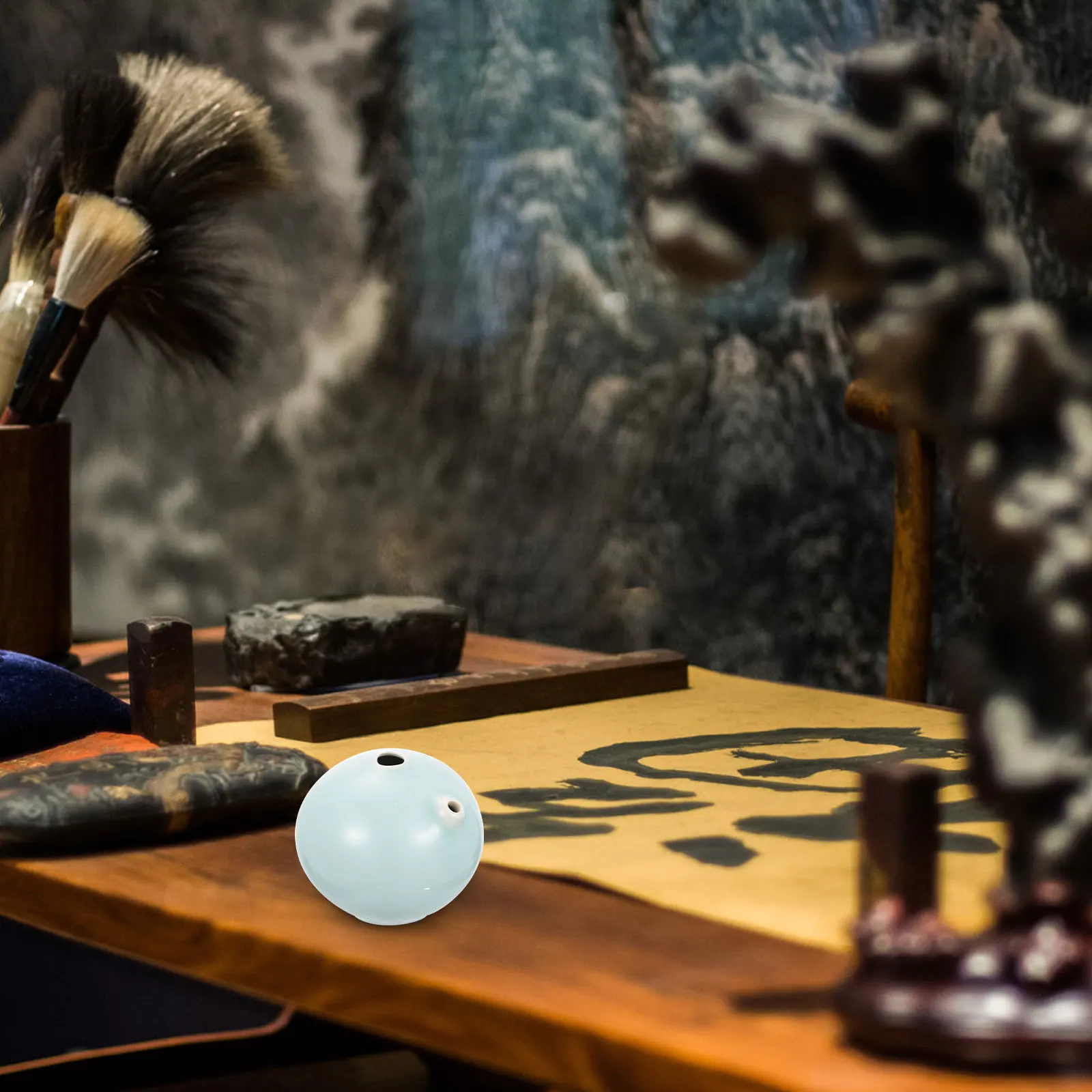 

1Pcs Calligraphy Water Dropper Ceramic Ink Droplet Smooth Edges Ink Grinding Accessory Chinese Painting Supplies