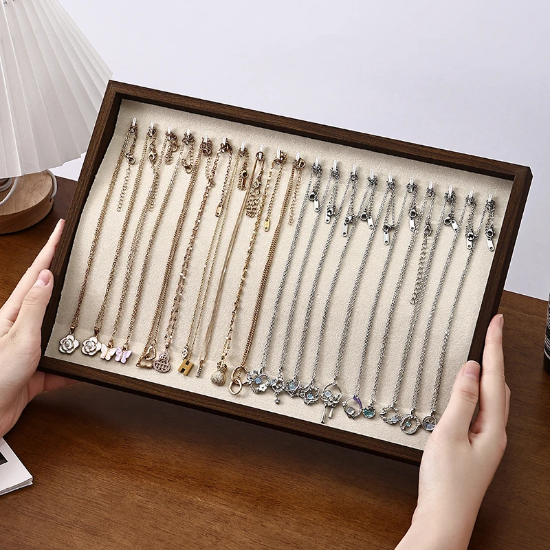 

Walnut Wood Jewelry Box, Multifunctional Organizer for Rings Earrings Bracelets Necklaces, Vanity Storage & Retail Display Case,