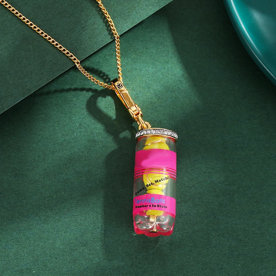 

Fashion Exquisite Enamel Letter Printed Tennis Bucket Pendant Necklace for Women Sweet Cool Party Jewelry Bag Keychain Pendant