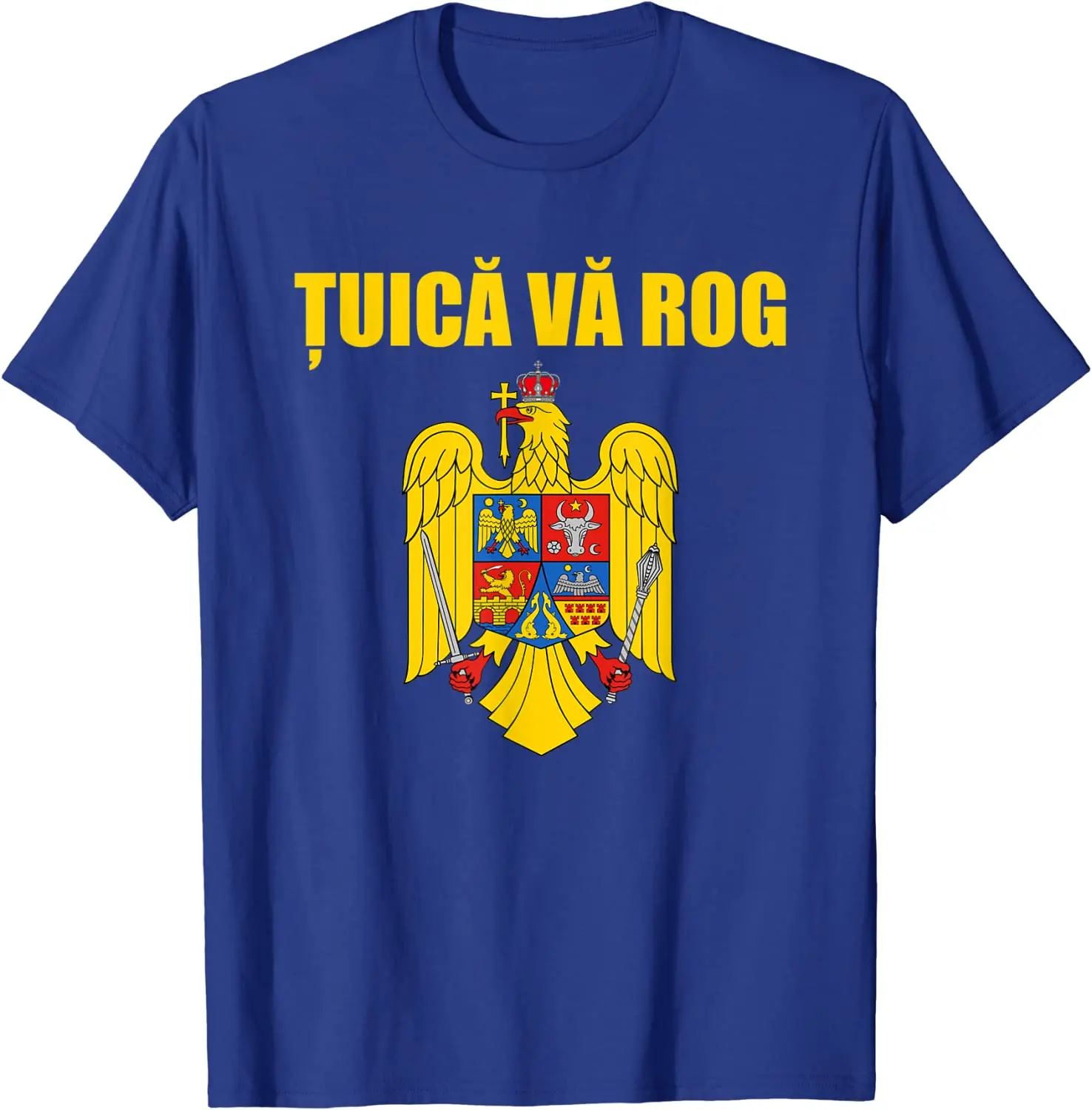 Tuica Va Rog Romanian Souvenir Coat of Arms of Romania Men T-Shirt Short Sleeve Casual Cotton O-Neck Summer Shirt