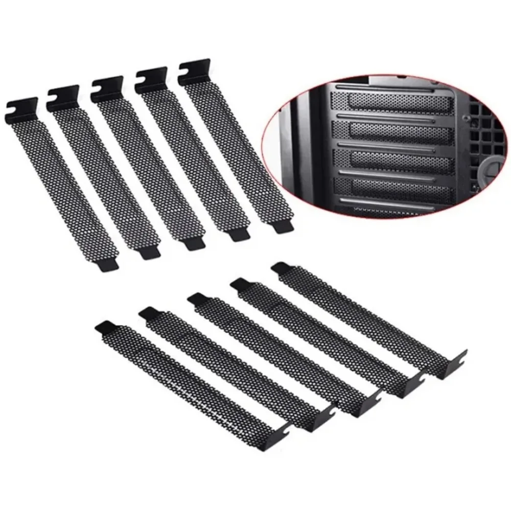 3Pc PCI Slot Cover Black Metal Punching Cooling Fan Dust Filter Dust Filter Blanking Board for Ventilation PC Computer Case