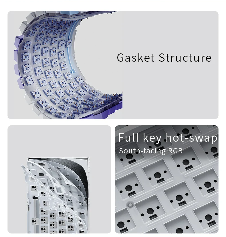 لوحة مفاتيح ميكانيكية للألعاب اللاسلكية AJAZZ AK820 قابلة للتبديل السريع، تخطيط 75%، مفتاح قابل للتبديل، اتصال ثلاثي الأوضاع