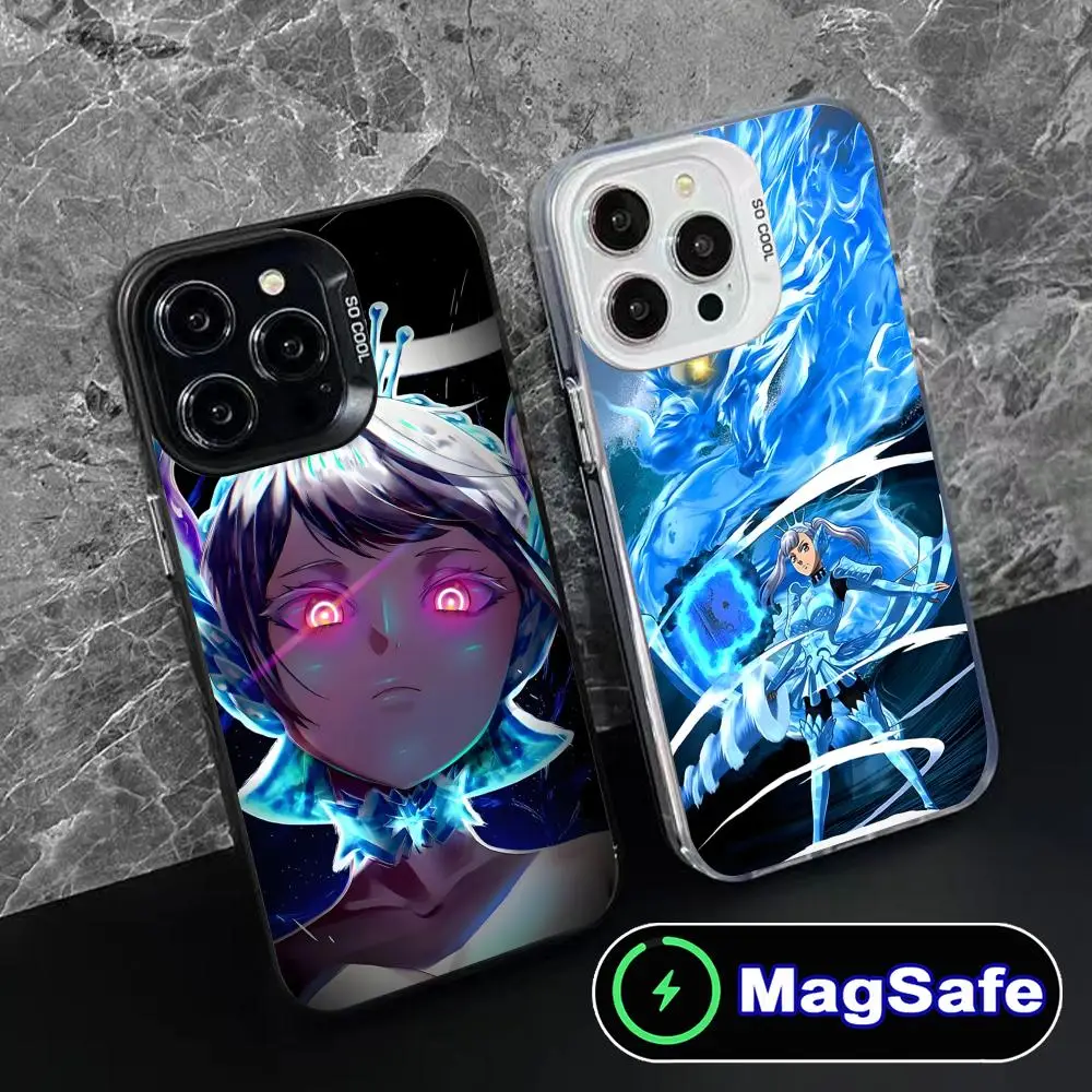 Custodia per telefono Black Clover Noelle Silva per iPhone 16 15 14 13 12 11 Pro Max Plus MagSafe Colore traslucido protettivo di lusso