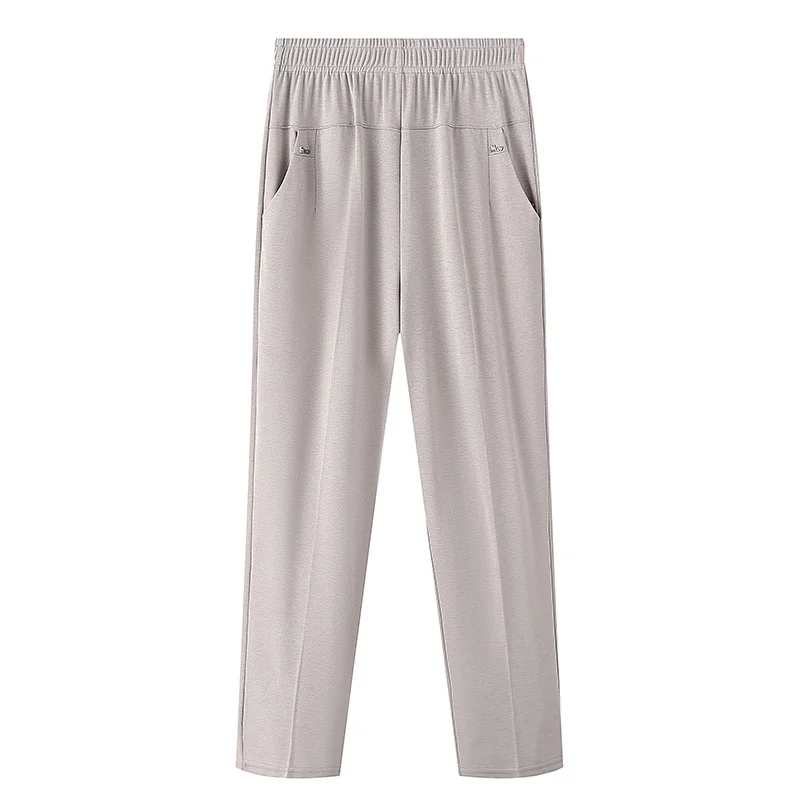 Middle Aged Women's Pants 2026 New Summer Thin High Waiste Elastic Loose Straight Pants Female Casual Trousers 5XL 6XL 7XL 8XL