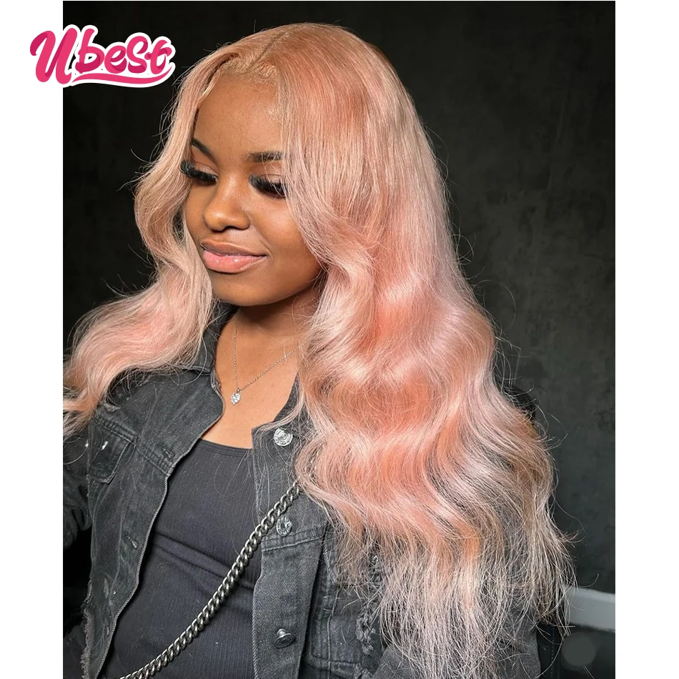 

Ubest Pink Colored Body Wave 13x6 13X4 Lace Front Wigs Brazilian 100％ Human Hair Transparent 200 Density Pre Plucked For Women