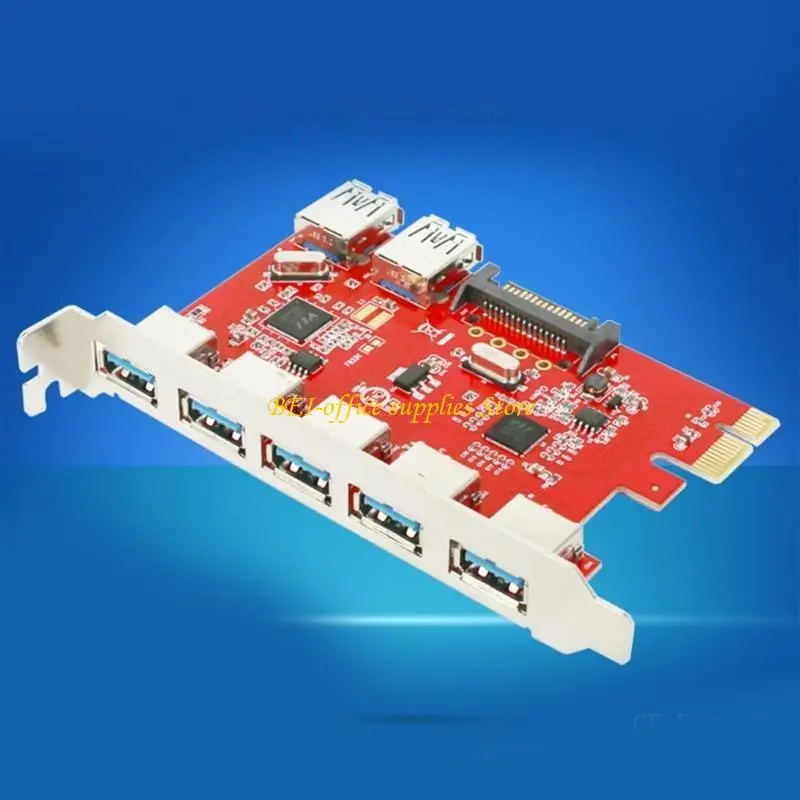 A9LC 7 PORT USB3.0 إلى بطاقة محول توسيع PCIE قم بتوصيل أجهزة متعددة في وقت واحد بنقل بيانات 5 جيجابت في الثانية