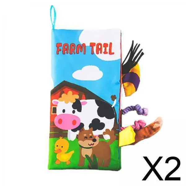 

2xМягкая тканевая книга для маленьких детей, раннее образование, мультяшная книга, игрушка, пасовище