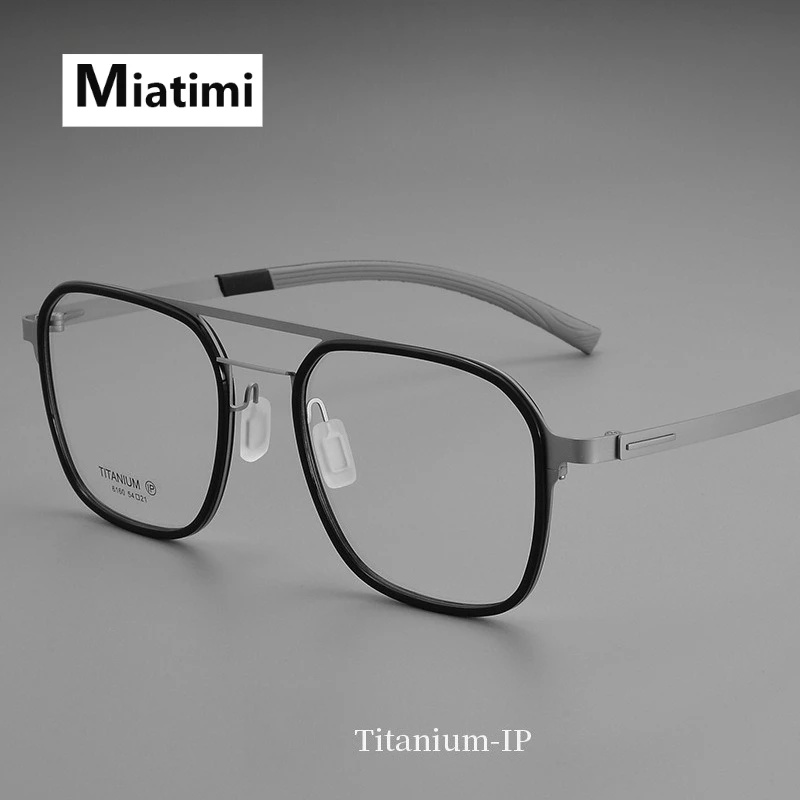 

New Fashionable Pilot Glasses frame Retro Double Beam Acetate Pure Titanium Prescription Eyewear eyeglasses Frames Men