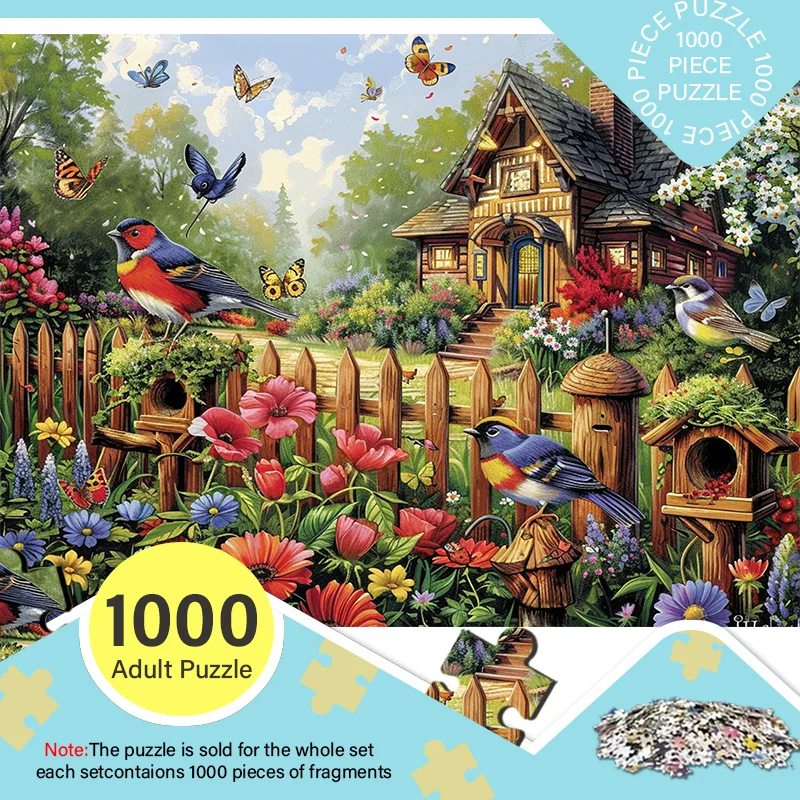 

A Box of 1000pcs Puzzles for Adults with a Garden Bird Design - Scratch-Resistant, Challenging, Suitable for Adults, Family Fu