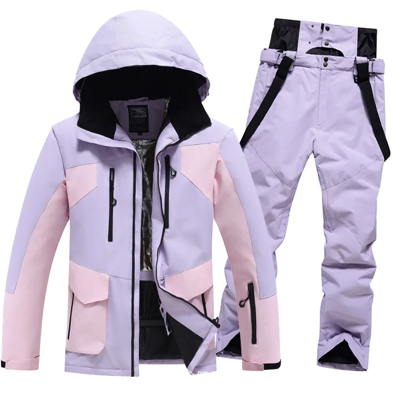 

Women's Winter Snow Suit Sets Snowboarding Clothing Skiing Costume 10k Waterproof Windproof Ice Coat Jackets and Strap Pants