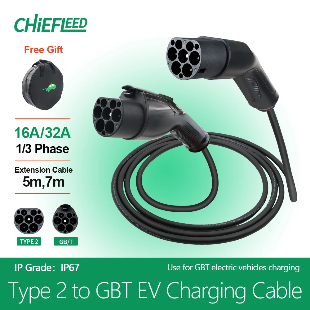 

Chiefleed Type 2 to GBT 32A 7.2kw 22kw 3Phases Public EV Charging Cable For GBT Cars EV Socket EU Standard EV Charging Station