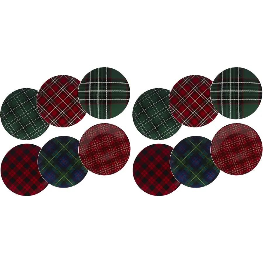

Christmas Plaid 10.75" Dinner Plate, Set of 6 Assorted Designs, One Size, Multicolor (Pack of 2)