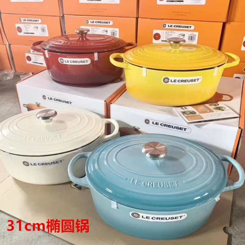 High-end enameled cast iron saucepan 31 cm oval extra large soup pot 6.3L high-end kitchen supplies soup pot Stock Pots