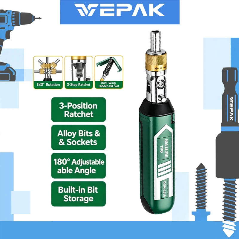 14-In-1 Multi-Angle Ratcheting Screwdriver – 3-Position Adjustment, Includes Bits Sockets – Portable Hand Tool