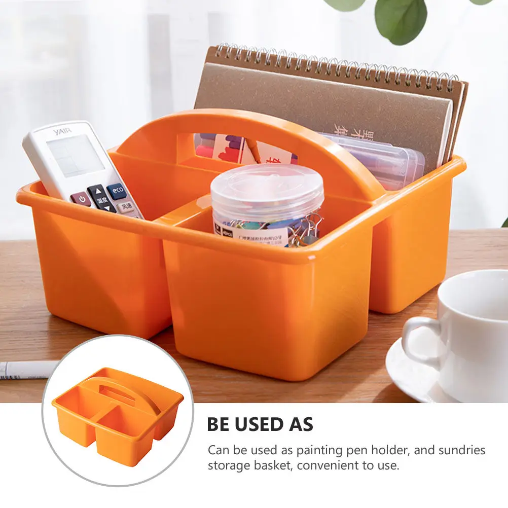 

1Pcs Orange Paint Tool Storage Basket Divided Compartment Design High-Quality PP Material Long-Lasting Art Organizer Portable