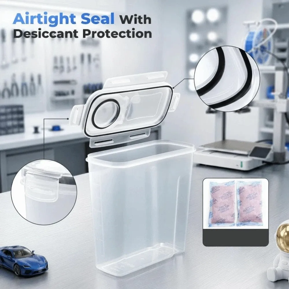 Airtight 3D Printing Filament Container Transparent Dustproof 3D Printing Filament Storage Box Moisture Proof Waterproof