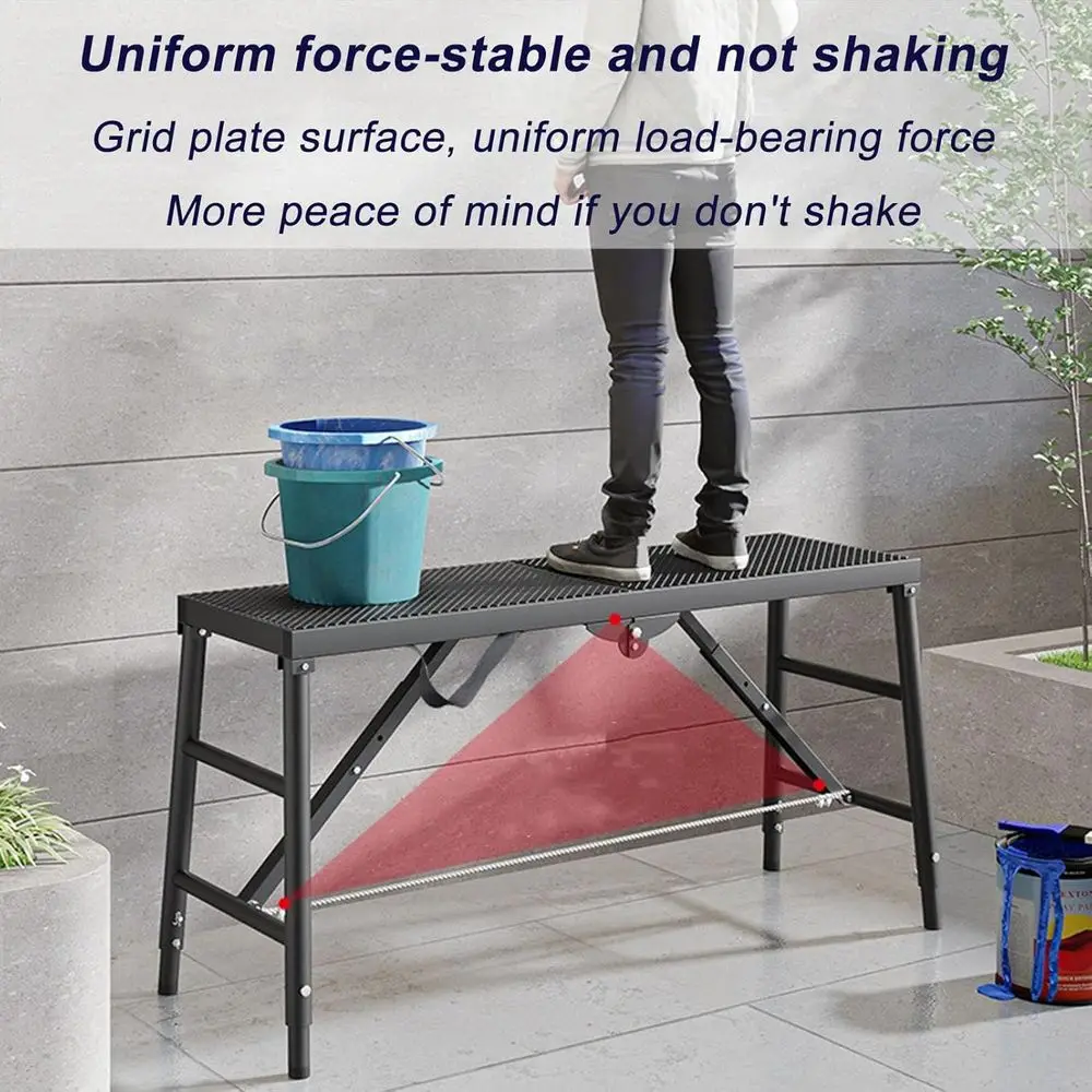 Adjustable Scaffolding Work Platform, Heavy-Duty Step Ladder, Portable Folding Workbench, Car Wash Stool with Drying Bench