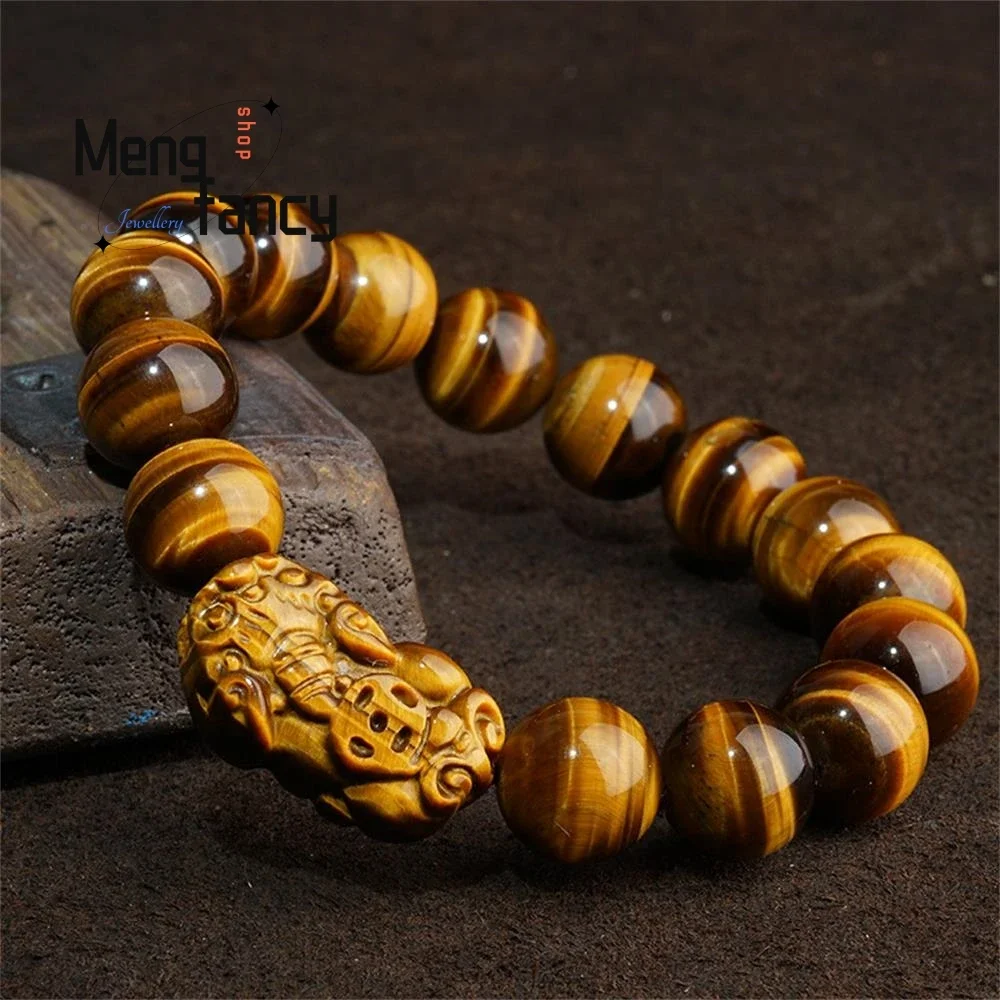 

Natural Tiger's Eye Pixiu Bracelet Charms Fashion Fine Jewelry Jade Bangle Men Women Couple Luxury Personalized Holiday Gifts