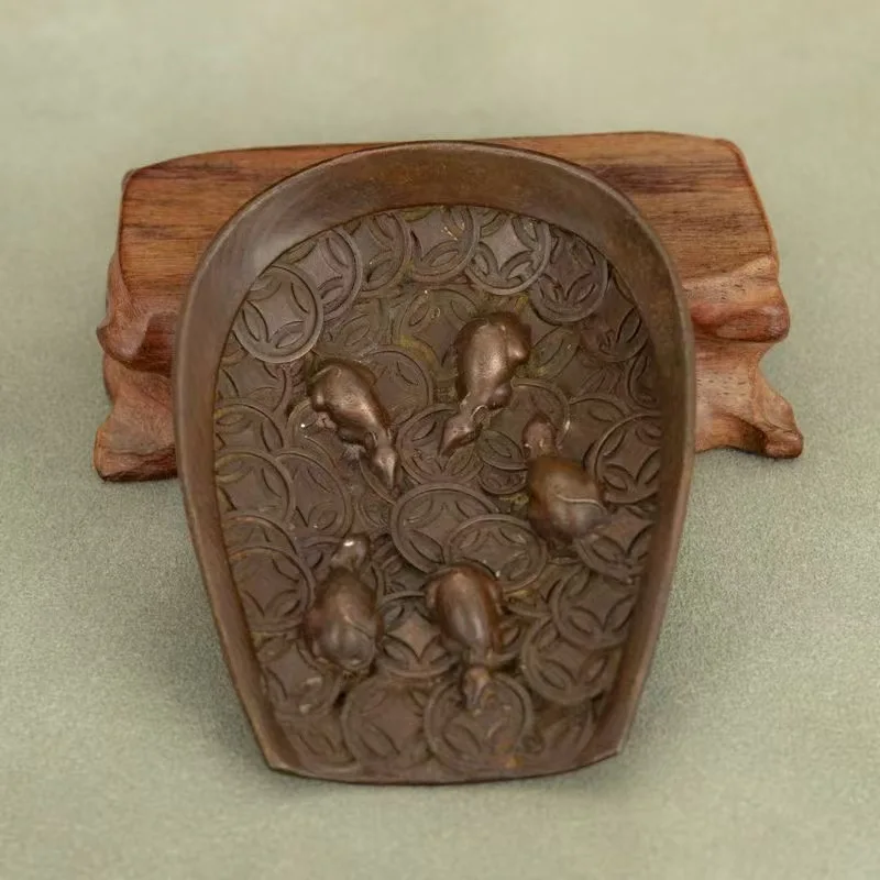 Vintage Copper Alloy Five Rats Bringing Fortune and Wealth, Home Decorative Item, Copper Ornament for Entryway, Craft Item