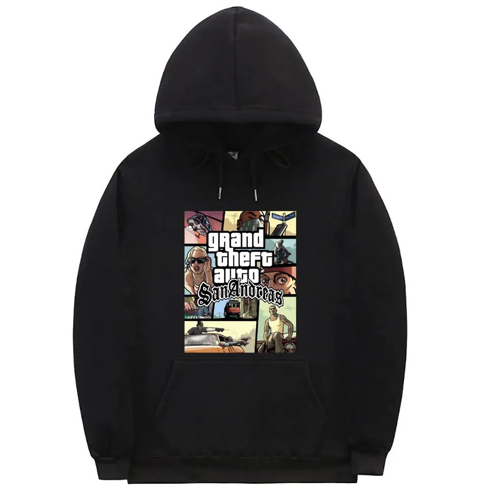 Gta San Andreas Grand Theft Auto Graphic Hoodie Men's Fashion Casual Oversized Sweatshirt Men Fleece Cotton Hoodies Long Sleeve