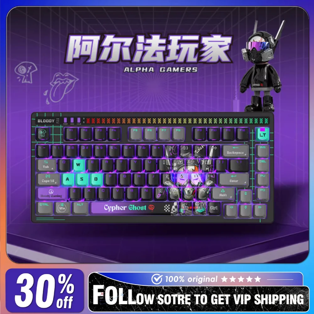 A4Tech Bloody Savage Impact AT75 Wired Mechanical Keyboard Hot Swap RT Emergency Stop Noise Reduction Customize Gaming Keyboard