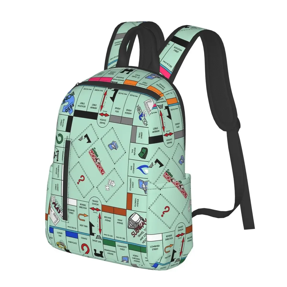 

Monopoly Board Game Student Backpack School Bag Hiking Travel Daypack for Boys Girls Fashion Bookbag Shoulder Bags