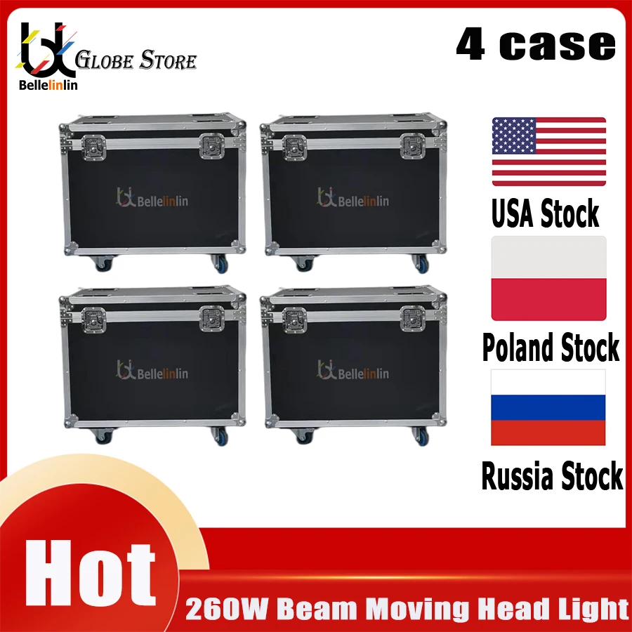 

0 Tax 4Pcs Flightcase For Lyre Beam 10R Sharpy 260W Moving Head DMX Stage Lighting Mobile Lamp For DJ Bar Party Wedding Effects