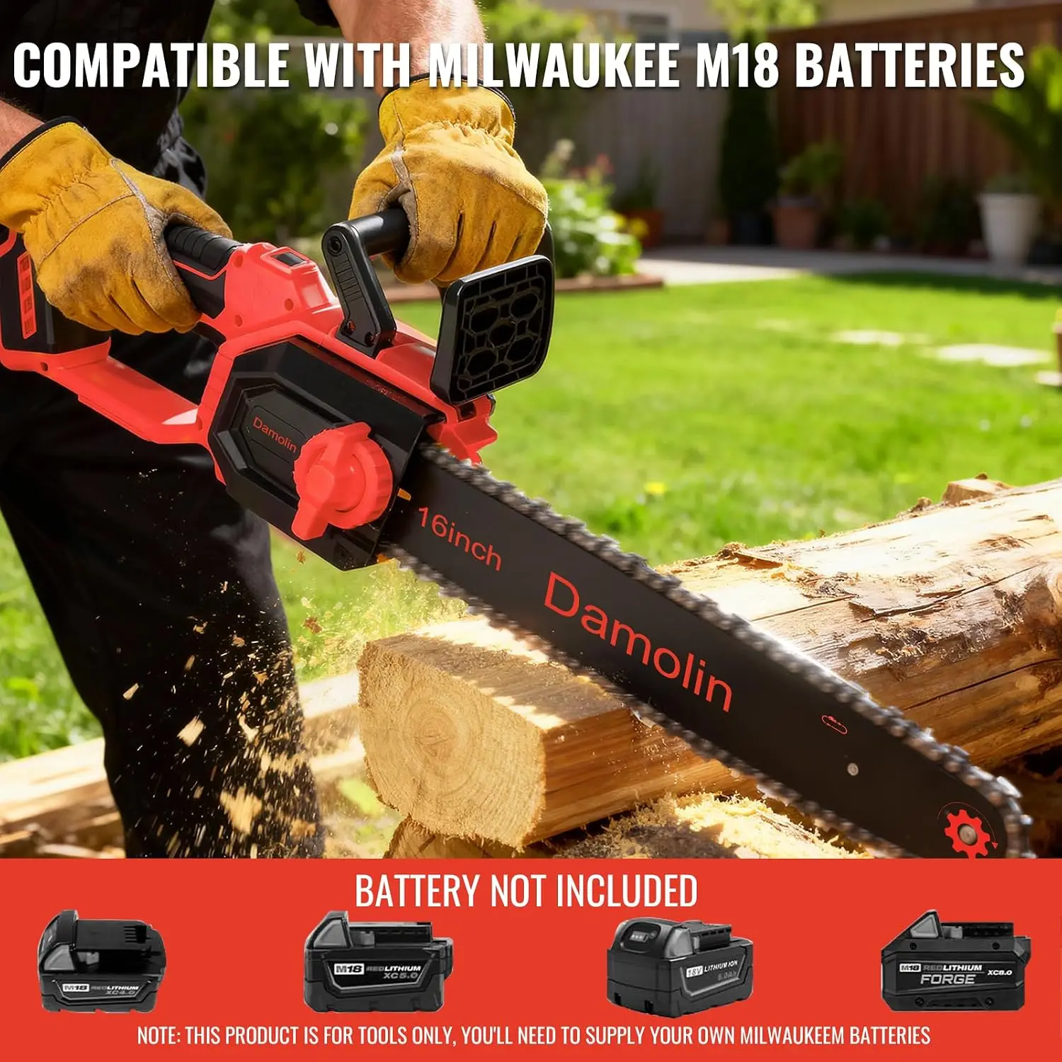 12-Inch and 16-Inch 2-in-1 Brushless Cordless Chainsaw, Battery-Powered, Compatible with 18V Battery Platform
