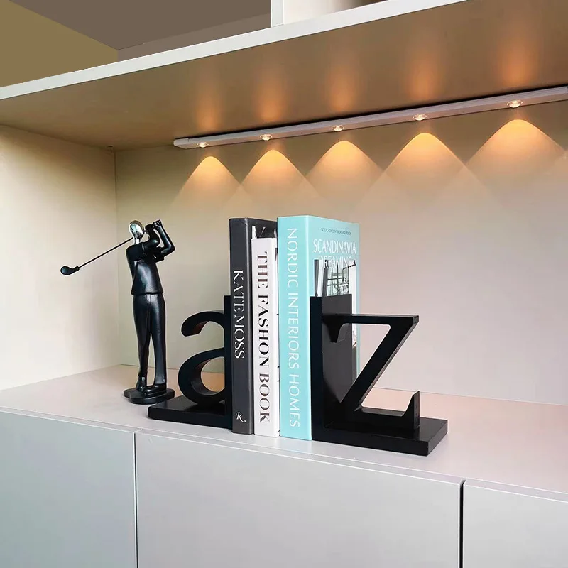 Nordic Bookends, Modern Minimalist Letter Book Stand for Office & Study Simulated Bookshelf Decor for Showroom Creative Ornament