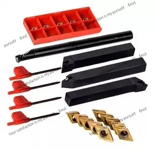 For CNC Lathe 4Pcs 12mm Turning Tool Set With 10Pcs DCMT070204 Golden Coated Carbide Inserts Precision Cutting Tools