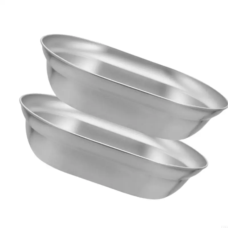   Rusts Resistant Barbecue Oval Dinning Plates/Soup Basin Stainless Steel Dinnerwares for Outdoor Meals and Picnics
