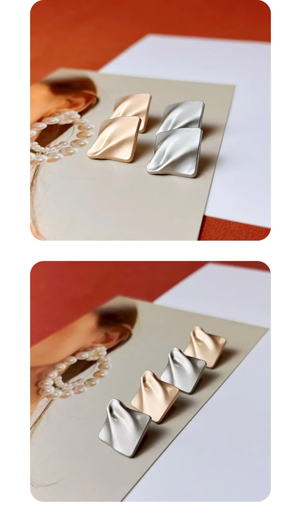 10 stücke Metall Knopf Unregelmäßige Diamant Form Falten Knopf Dekorative Hochwertige Mode Kleidung DIY Handwerk Knopf Zubehör – Detail 5