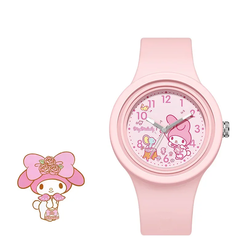 Sanrio Hello Kitty Watch Kuromi Cinnamoroll Silicone Strap Quartz Casual Cartoon Melody WristWatch Girls Children Birthday Gifts