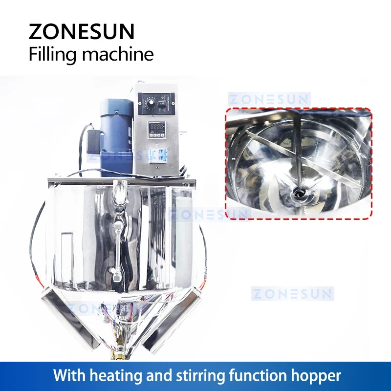 

ZONESUN ZS-GTJH2 Piston Lotion Thick Paste Filling Machine with Heater and Mixer