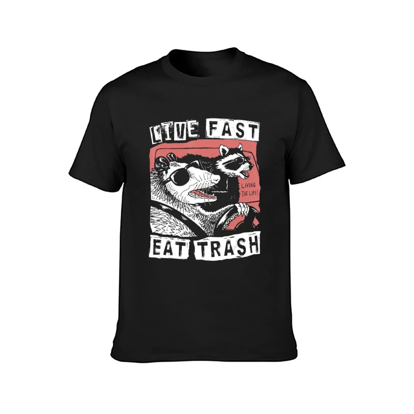 Possum Raccoon Live Fast Eat Trash Street Cats Squad T-Shirt sublime oversized men t shirt