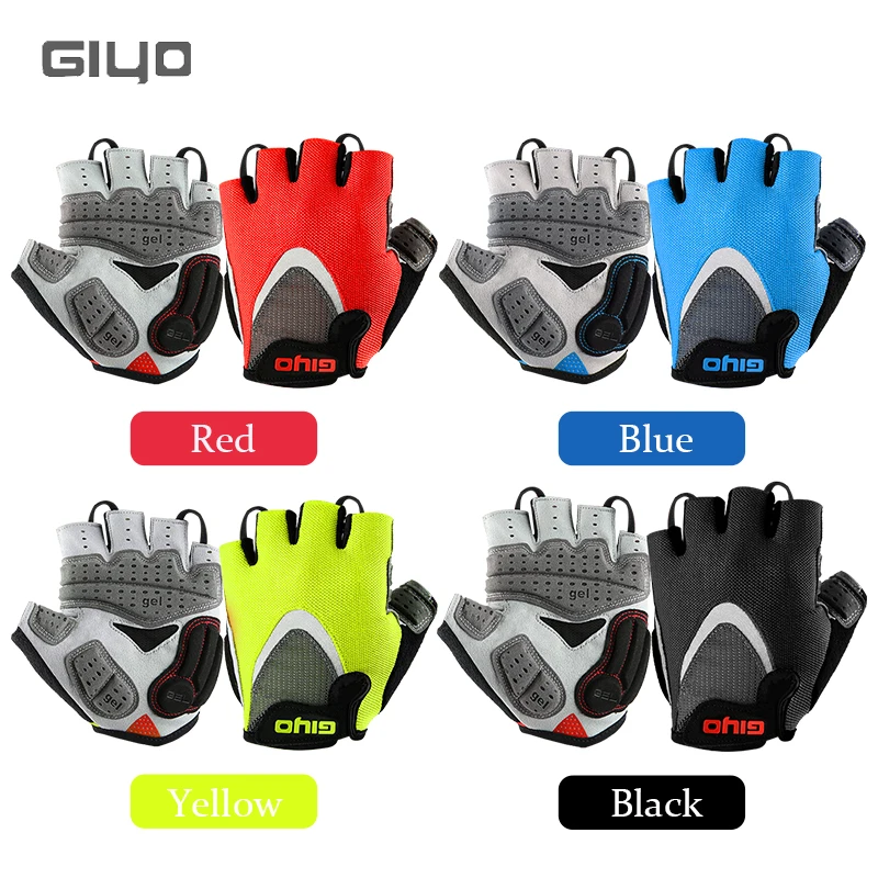 Guanti da ciclismo Giyo mezze dita GEL ispessito tessuto antiscivolo antiurto estate traspirante MTB Road Bike guanti senza dita